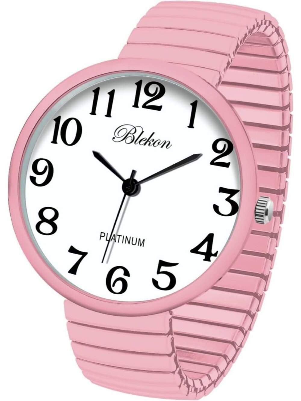 Women's Pink New Super Large Face Stretch Band Japanese Movement Fashion Watch